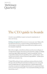 The CEO guide to boards .